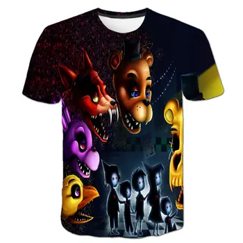 3D Penkias Naktis Fredis T-Shirts Aukštos Kokybės Vaikų marškinėliai Berniukų/Mergaičių Drabužius vaiko Marškinėliai Kpop FNAT Animacinių filmų anime Tees