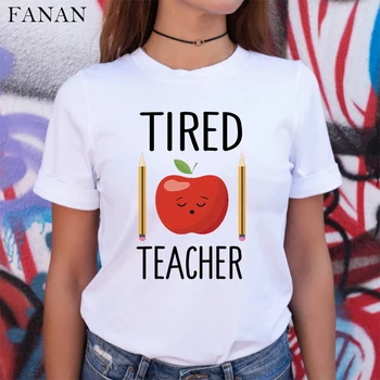 Mokytojas Marškinėlius Moterims Harajuku Love Mokyti Mados Moterų marškinėliai Mokytojų Būrys Drabužius 2020 Ulzzang Balta Spausdinti Viršūnes Tees