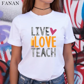 Mokytojas Marškinėlius Moterims Harajuku Love Mokyti Mados Moterų marškinėliai Mokytojų Būrys Drabužius 2020 Ulzzang Balta Spausdinti Viršūnes Tees