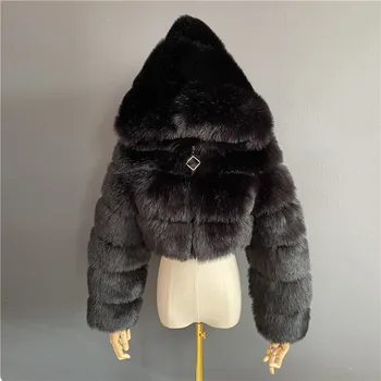 S-3XL Fox, Paltai Moterims 2020 M. Žiemos Viršų Mados Rožinės spalvos Dirbtiniais Kailių Paltai Elegantiškas Storas Šiltas Dirbtiniais Kailio Viršutiniai drabužiai Striukė Mujer Chaquetas