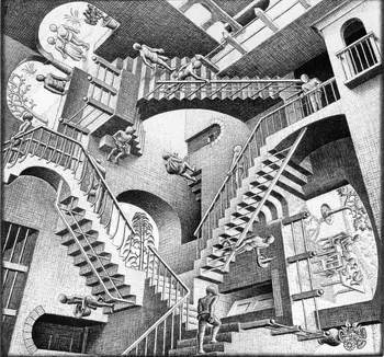 M C Escher Reliatyvumo Optinė Iliuzija Piešimo Audinio plakatas 24