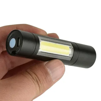 USB Įkrovimo įmontuota Baterija Žibintuvėlis LED XPE COB Šviesos 3 Režimai Mini Zoom Lauko Kempingas Lempa Vandeniui Darbo Patvarus