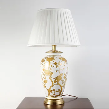 Variniai stalo lempa Amerikos stiliaus kambarį Jingdezhen keramikos lempos prabangus Miegamasis naktiniai staleliai, lempa, papuošti led lempos