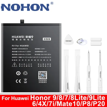 NOHON Už Huawei Honor 9/8/7/8 Lite/9 Lite/6/4X/7i Mate 10 P8 Baterija HB386280ECW HB366481ECW Už 