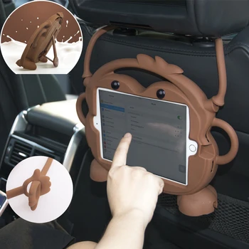 Automobilio galinė Sėdynė Tablet Atveju Stovas iPad Oro 1 2 Pro 9.7, Pagalvėlės Mount Turėtojas Silikono Animacinių filmų Cover už New iPad 2017 2018