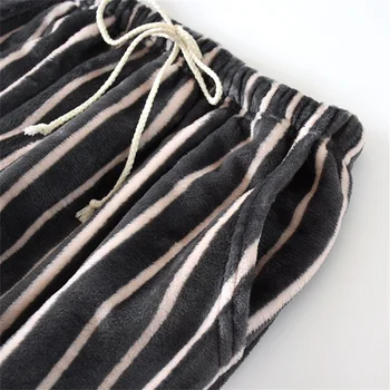 Sleepwear Moterų Pajama Kelnės Žiemos Flanelė Storas, Šiltas Namų Pyjama Miego Dryžuotas Kelnes Jaukus Porą Naktį Kelnės Kelnės Lounge