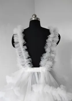 Realus Vaizdas Baltas Tiulis Moterų Motinystės Suknelės Photoshoot 2021 Ruffles Pakopų-Line Nuotakos Suknelė Moterims Oficialią Chalatai