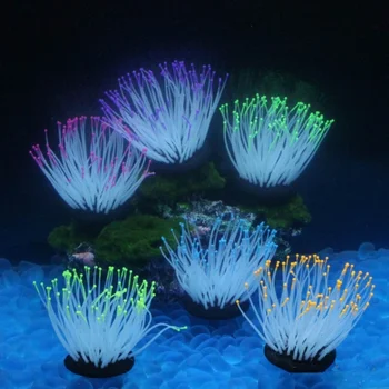 Sode Žuvų Bakas Švyti Žvaigždės Koralų Apdailos Noctilucent Silikono Augalų Šviesos Akvariumas Švytinčių Koralų Apdaila
