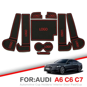 ZUNDUO Anti-Slip Vartų Angą Kilimėliai Audi A6 C6 C7 2005 m. - 2018 m. RS6 S6 Reikmenys, Vidaus Durys, Pad Automobilių puodelių Laikikliai