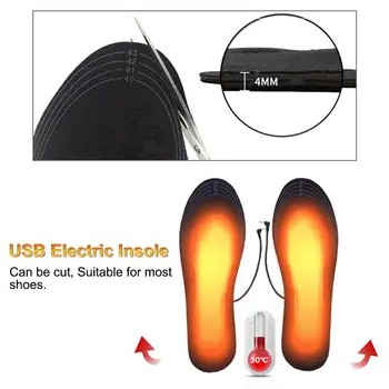 1Pair USB Šildomos Batų Vidpadžiai Skalbti Galima Sumažinti Kojų Šilčiau Trinkelėmis Žiemos Kojinių Kilimėlis #D0