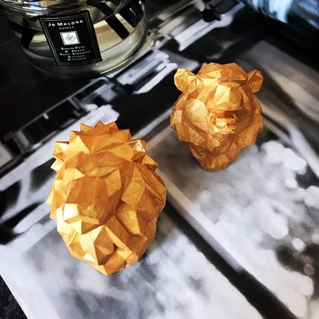 3D Silikono muilo pelėsių minkštas pelėsių silikagelio apdailos pelėsių Kvapas, akmens liejimo formos liūtas žvakių liejimo Liūtas geometrinis gyvūnų pelėsių