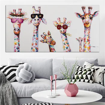 Mielas žirafa childs kambario, miegamojo dekoras drobė gyvūnų tapybos šiuolaikinės drobė meno spaudiniai dropshipping namų dekoro plakatus spausdina