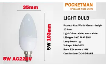 6 Vienetų/set led lemputė E14 LED Lempos, Patalpoje Šilta, Šalta, Balta Šviesa, 5W LED Žvakių Lemputė Namų Dekoro Liustra
