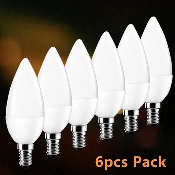 6 Vienetų/set led lemputė E14 LED Lempos, Patalpoje Šilta, Šalta, Balta Šviesa, 5W LED Žvakių Lemputė Namų Dekoro Liustra