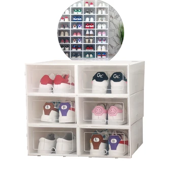 6PCS/Set Sutirštės flip bateliai skaidrus Stalčius Atveju Plastikiniai Batų Dėžės ant kitos Dėžutės laikymo dėžutė batų saugojimo organizatorius