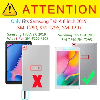 Prabanga Tablet Case For Samsung Tab 8 colių 2019 T290 T295 Stovėti Apversti Odos dangą Atveju 