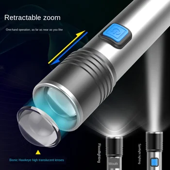 ZHIYU mini Įkraunamas LED Žibintuvėlis atsparus Vandeniui Žibintuvėlis, 3 apšvietimo režimus Zoomable T6 LED lemputė Su usb Įkrovimo Kabelis
