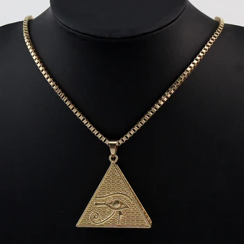 Naujas Piramidės Egipto Dievų Galios Akių Karoliai Akis Horo Nerūdijančio Plieno Clavicle Grandinės Karoliai vyras ir Moteris