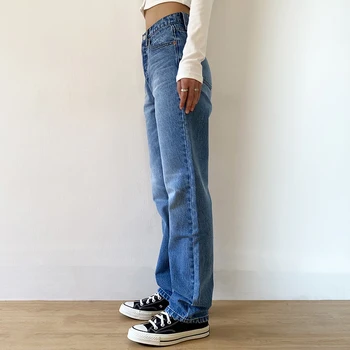 Moterų Džinsus Baggy Jeans Moterų 2020 M Mama Džinsai Aukšto Juosmens Mėlyna Prarasti Plauti Mados Tiesiai Džinsinio audinio Kelnės Derliaus Streetwear