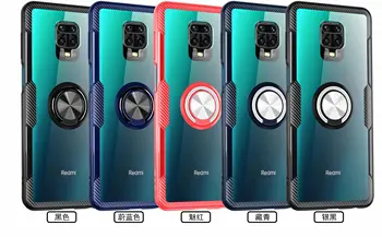 Prabanga atsparus smūgiams Apsaugoti Skaidraus Telefono Dangtelį Atvejais Xiaomi Redmi Pastaba 9S 9 Pro MAX Įrengtas Atveju su Žiedo Stovi Magnetas