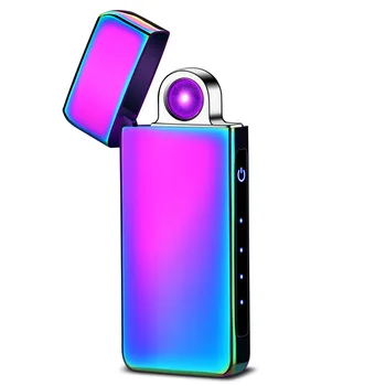 360 Laipsnių Sukimosi USB Elektroninis Žiebtuvėlis LED Baterija Ekranas Cigarečių Super Verpimo Lengvesni Dual Lanko Lengvesni Dalykėlių Vyrams