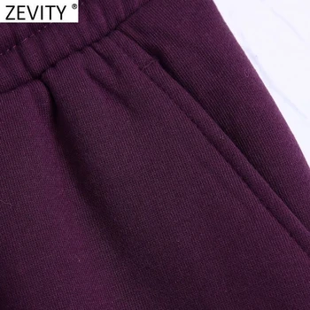 Zevity Naujas 2021 M Moteris Laisvalaikio Vientisos Spalvos Kišenių Kelnės Prašmatnus Elastinga Juosmens Nėrinių Kelnės Femme Pantalones Mujer Kelnes P977