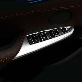 Automobilio Stilius Vidinės Durų Lango Stiklo Keltuvas skydo Mygtuką Perjungti Padengti Apdaila BMW X3 X4 F25 F26 Priedai-2017 4pcs