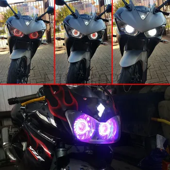 Motociklo Galva, LED Angel Eyes priekinis žibintas 17W 6000K Hi/Lo/Strobe Šviesos Už YAMAHA tdm 900 850 mt125 mt03 mt01 mt 125 03 01 xt660