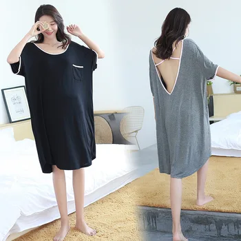 Nauji didelio dydžio modalinis nightdress ponios vasaros prarasti trumpomis rankovėmis plius trąšų padidinti apynasrio seksualus nightdress namų sijonas