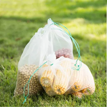 100vnt Nailono net krepšys, pirkinių krepšys vaisių, vabzdžių įrodymas krepšys paukščių įrodymas maišą ryžių sėklų maišelį veisimo maišą siūlų ju krepšys