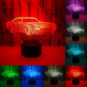 Creative 3D Naktį Šviesos Vakarienę, Automobilis 