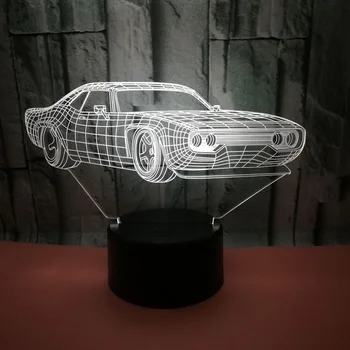 Creative 3D Naktį Šviesos Vakarienę, Automobilis 