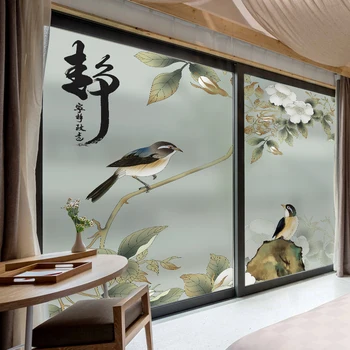 Kinijos vėjo šveitimas elektrostatinės stiklo lipdukai, skaidrūs matiniai dekoratyviniai lipdukai kambarį baras office Kinų stiliaus