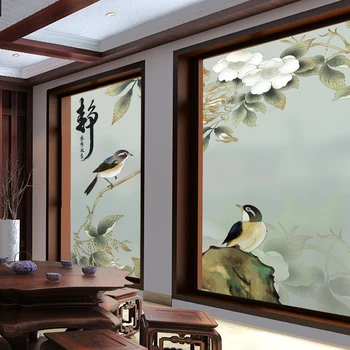 Kinijos vėjo šveitimas elektrostatinės stiklo lipdukai, skaidrūs matiniai dekoratyviniai lipdukai kambarį baras office Kinų stiliaus