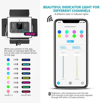 Neewer 528 LED Vaizdo Šviesos, šviesos srautą galima reguliuoti Bi-Color Fotografija Apšvietimo Rinkinys su APP Pažangios Kontrolės Sistema Professional