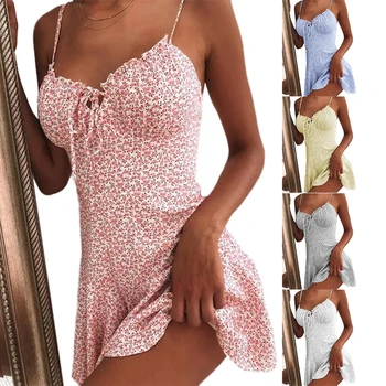 2020 Moterų Mados Vasaros Suknelė Seksualus Gėlių Spausdinti Suknelė Ponios Sundress Atostogų Boho Stiliaus Mini Suknelė Moterims