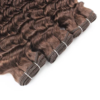 Kisshair spalva #4 giliai banga plaukai ryšulių 3/4 vnt tamsiai rudos Peru žmogaus plaukų pratęsti 10 iki 24 colių ne remy plaukų ataudų