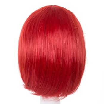 Cos-žaisti Perukas Fei-Rodyti Sintetinių Atsparus Karščiui Trumpas Banguoti Raudoni Plaukai Kostiumų Karnavalas Helovinas Butas Kirpčiukai Moterų Bob Hairpiece