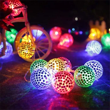 LED Mirror Ball String Šviesos Atspindys Etape Šalis Lempa USB/Baterija 10/20/40leds Naujųjų Metų Kalėdų, Vestuvių Dekoras