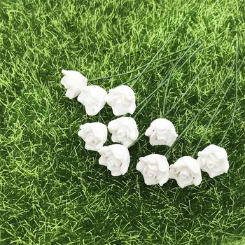 10vnt 1/12 Miniatiūriniai Lėlių Priedai Mini Dervos, Baltosios Rožės Modeliavimas Gėlių Modelio Žaislai Doll House Dekoro