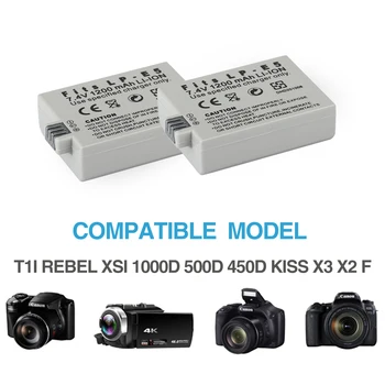 LP-E5 Baterija CANON EOS 450D 500D 1000D Kiss X3 X2, Kiss F Rebel T1i Rebel XS XSi Fotoaparato Akumuliatorius 1200mAh LPE5