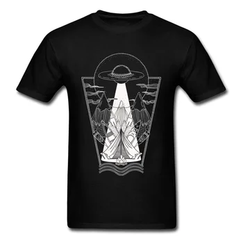 T-Shirt Gamtos Stebuklai Šviesos Vyrų Marškinėlius UFO T Shirts, Vasarą, Rudenį Vyraujančias trumpomis Rankovėmis Medvilnės Drabužius Juoda