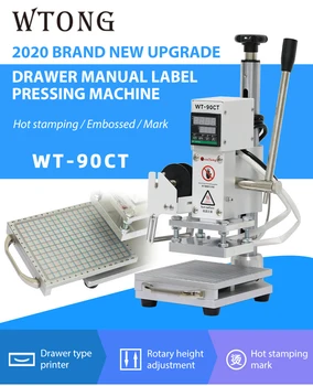 WTONG 90CT karšto folija štampavimo mašina šilumos spaudos mašina PU odos, popieriaus pvc įdegio mašina