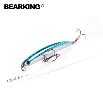 Bearking prekės 1PC kokybės Pieštukų Žvejybos Masalas Lazerio Sunku Dirbtinis Masalas 3D Akis 68mm 6.2 g Žvejybos Wobblers Crankbait Minnows