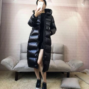 90% Baltos Spalvos Antis Žemyn Striukė Moterims Storas Ilgas Žiemos Paltai Moterims Gobtuvu Korėjos Moterų Puffer Jacket Doudoune Femme