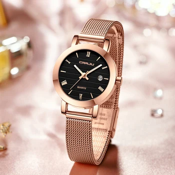 CRRJU Moterų Laikrodžiai 2020 Prabangos Ponios Datos Žiūrėti Fashion Stilingas Vandeniui Slim Kvarciniai Laikrodžiai Moterims Reloj Mujer