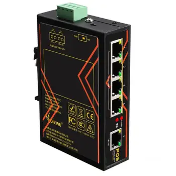 5 Uostą Industrial Ethernet Switch 48V 10/100Mbps Tinklo Jungiklio, POE DIN Bėgio Tipo Tinklo RJ45 Lan Hub adapteris Signalo Stiprinimo