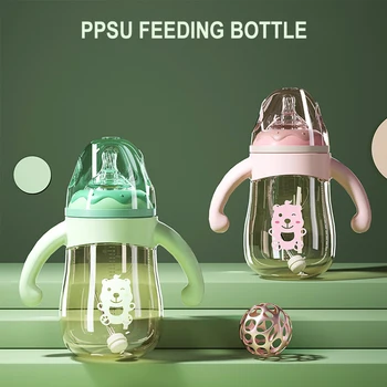 240ML 210ML Kūdikį Krūtimi Kūdikių Buteliukas BPA Free PPSU Saugaus Vandens Butelis Plačiai Burnos Puodelis su Anti-Slydimo Rankena ir Puodelio Dangtelį