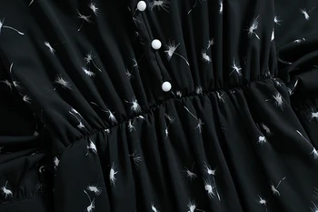 Juodos spalvos Šifono Midi Suknelė su V-kaklo, Elegantiškas Over-the-knee Suknelė 2020 M. Rudens-line Biuras Lady Visiškai Naujas Juosmens Hugging Plonas