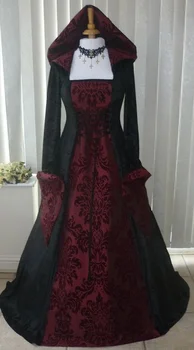 XXXXXL plius Vintage Stiliaus Gotikos Suknelė Grindų Ilgis Moterų Gotikos Maxi Dress Helovinas Cosplay Retro Suknelės Ilgio Viduramžių Suknelė